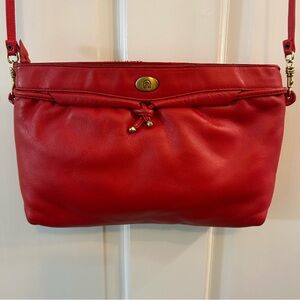 ETIENNE AIGNER Retro Shoulder Bag Red Clutch Purse 80s Vintage Crossbody Knot